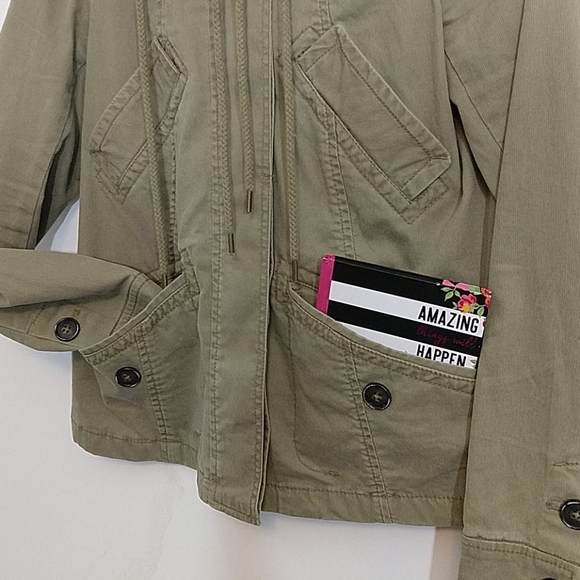 Dalia Collection Tan/Safari Hooded Jacket sz S - Picture 4 of 14